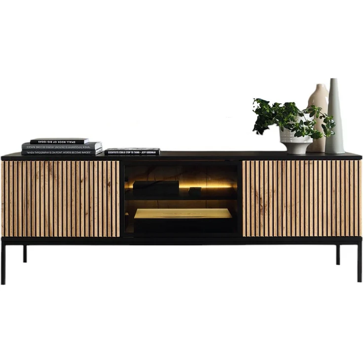 Compleo TV-Schrank LINO, TV Tisch gerifflete Front, Fernsehschrank Modern Wohnzimmer – Bild 1