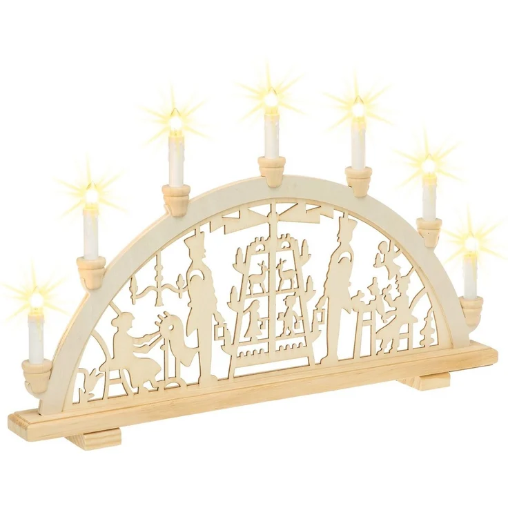 SIKORA Schwibbogen LB10-7 Lichterbogen GUTE STUBE mit Spinnfrau Bergmann Motiv 57 cm, Innen Deko mit LED Beleuchtung und klassischem Weihnachtsmotiv – Bild 2