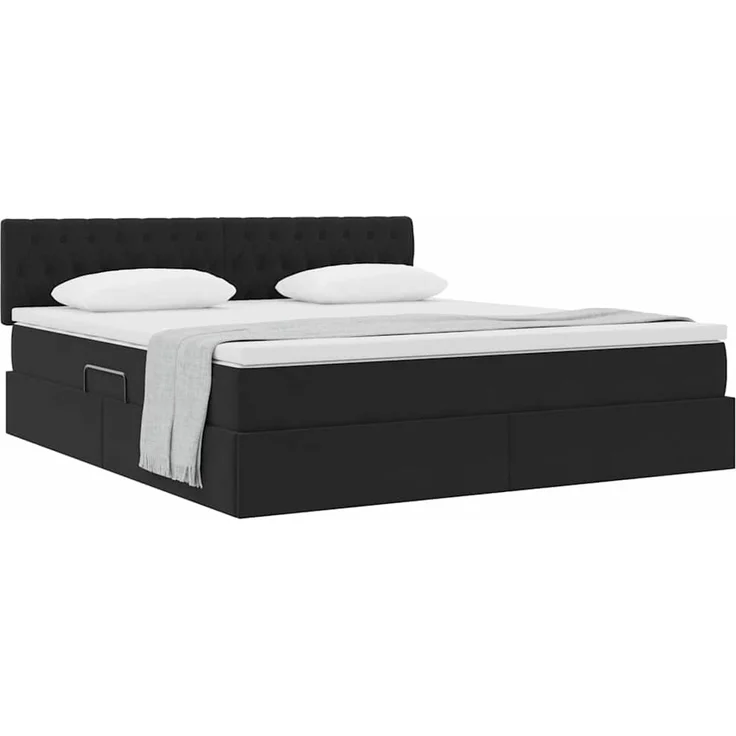 vidaXL Aufbewahrungsbett mit Kopfteil Schwarz 160 x 200 cm Samt 3370829 – Bild 3