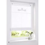 Kutti Raffrollo Kessy Crown, mit Hakenaufhängung, ohne Bohren, Ösenrollo, weiß, blickdicht, bestickt, Motiv, Krone, silber