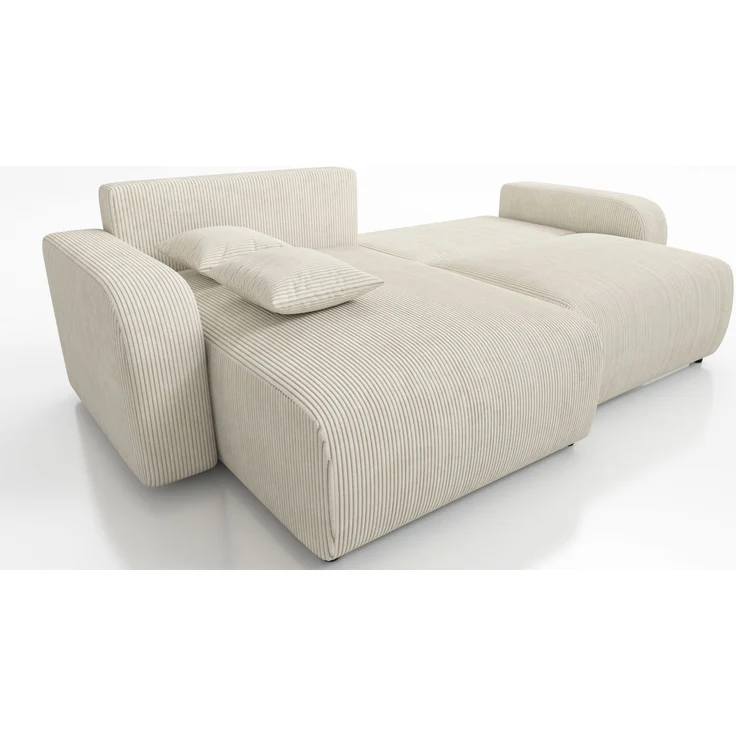 Wohnero24 Habana Mini Ecksofa 248x153 cm mit Schlaffunktion 204x133 cm – Eckcouch mit Bettkasten – Cord Creme Sofa L-Form – Wohnlandschaft Klein – Universal Montierbar – Bild 6