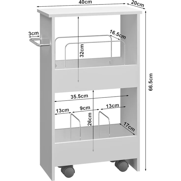 Rollwagen Katra 67x40x20 cm Weiß [en. casa] – Bild 6