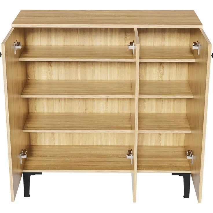 Schuhschrank in Holzoptik mit 3 Türen & Ablage, 90x32x94 cm, Holzfarbe, mit PVC-Beinen – Bild 6