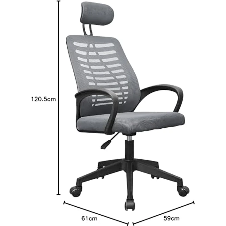 Mars Gaming MGC-ERGOB, Ergonomischer Gaming-Stuhl, Atmungsaktive Netz-Sitzfläche und Rückenlehne, Verstellbare Kopfstütze, Höhenverstellbar 110.5 und 120.5cm, Wippsystem von 3° bis 18°, Grau – Bild 3