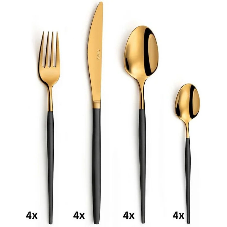 Amefa SOPRANO Besteckset 16-teilig PVD gold mattiert – Bild 2