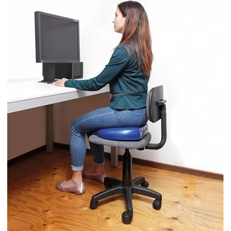 GYMNIC Sit on Air Aufblasbares Kissen, fördert gesunde Körperhaltung, blau – Bild 5