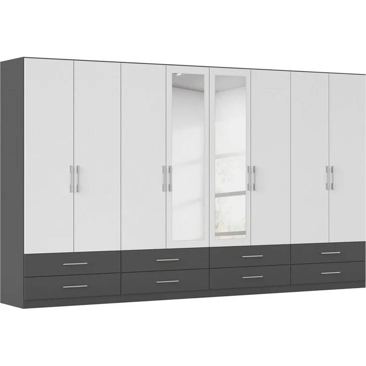rauch Kleiderschrank Schrank Garderobenschrank Mehrzweckschrank Schlafzimmer HERSBRUCK (3 verschiedene Ausstattungen BASIC/CLASSIC/PREMIUM (inkl. SOFT-CLOSE) mit großzügigen Schubladen sowie Spiegeltüren MADE IN GERMANY – Bild 1