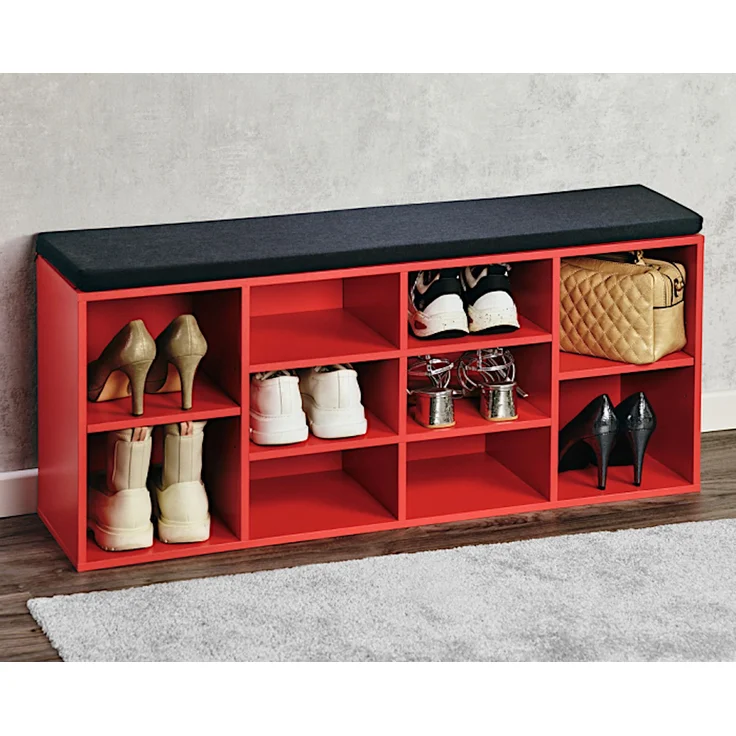 KESPER Schuhschrank / Sitzbank 15983-13 in rot mit Sitzkissen / Flurregal – Bild 6
