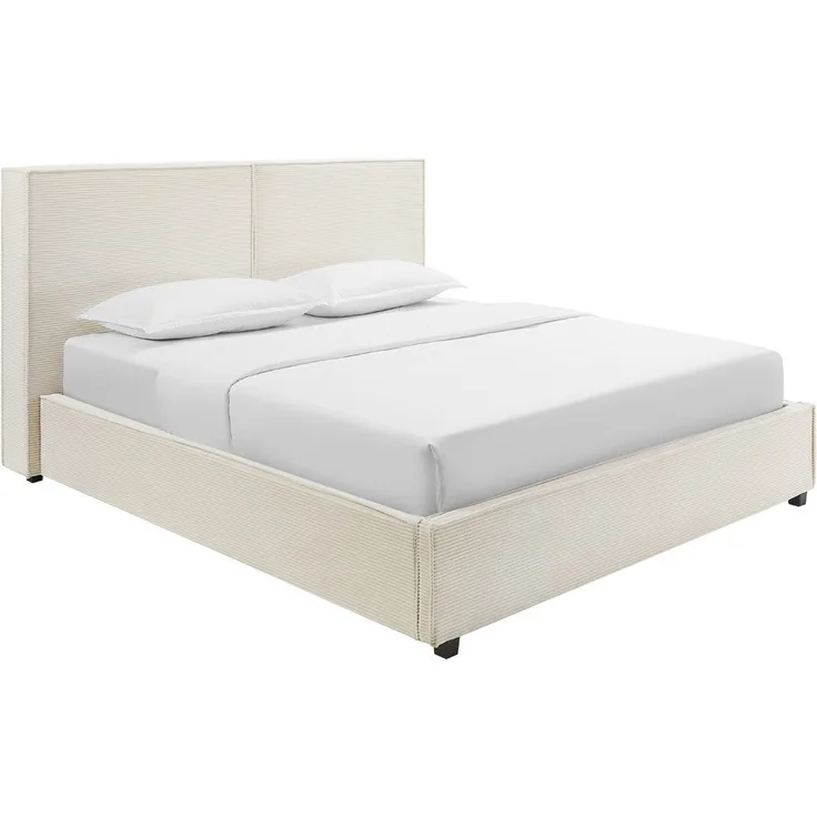 riess-ambiente Boxbett ROCCO 140x200cm beige Cord – mit Bettkasten & gepolstertem Kopfteil, modernes Design