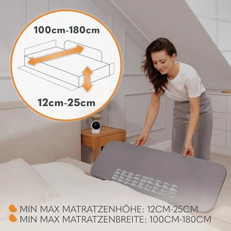Lionelo Lora Tragbares Bettschutzgitter für Kinder, Neigungsverstellung bis 180°, klappbares Schutzgitter für Bett, 45 cm - 105 cm, StandSafe-Sicherung, Schutz gegen Herausfallen – Bild 9
