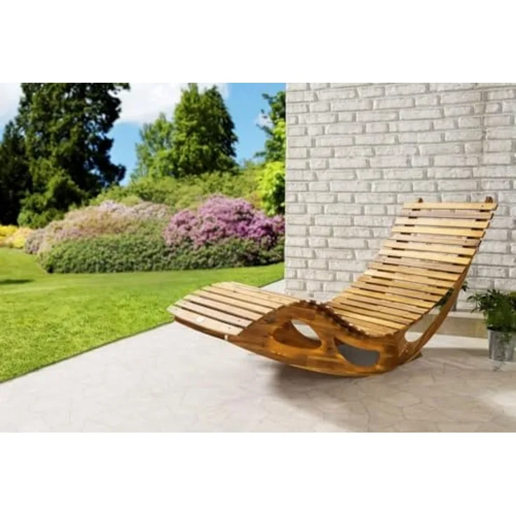 CHILLROI Gartenliege Ergonomische Schwungliege / Saunaliege aus Akazienholz, faltbar, Einzelmöbel, Biologisch geölt, ohne chemische Holzschutzmittel