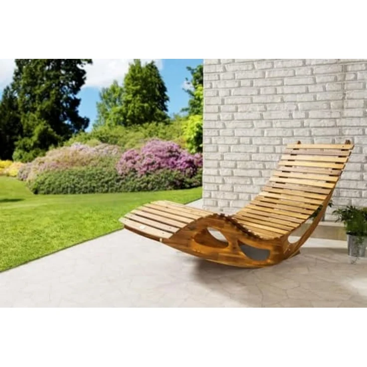 CHILLROI Gartenliege Ergonomische Schwungliege / Saunaliege aus Akazienholz, faltbar, Einzelmöbel, Biologisch geölt, ohne chemische Holzschutzmittel – Bild 1