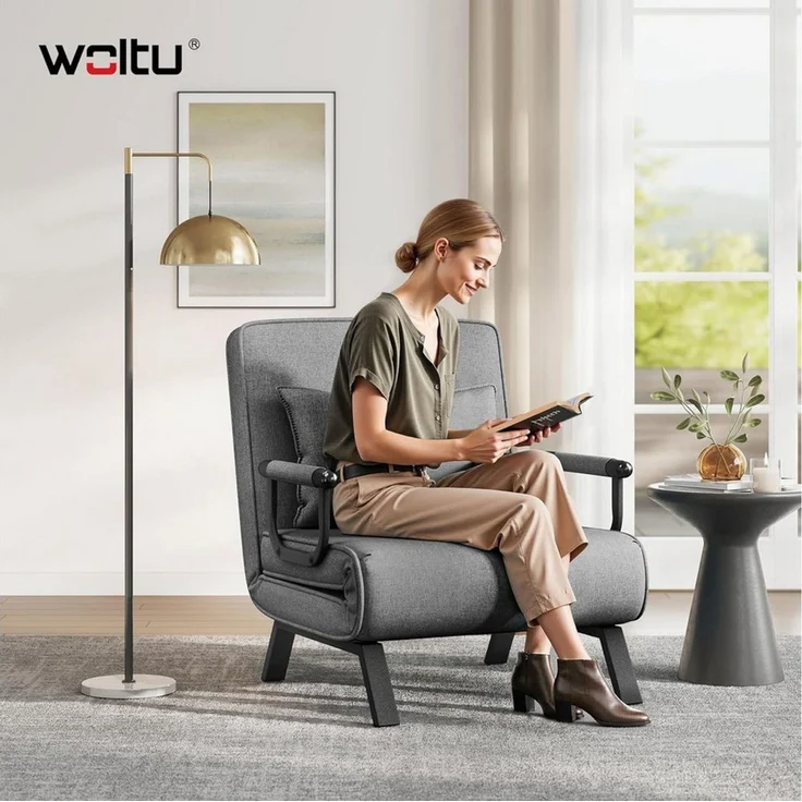 Woltu Schlafsofa, 1 Teile, Schlafsessel 3 in 1, mit Bettfunktion, Sofabett Gästebett – Bild 2