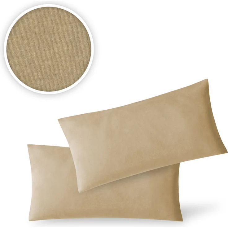 Jersey Kissenbezug, 2er Set, Baumwolle, Sand, 40x60 cm – Bild 2
