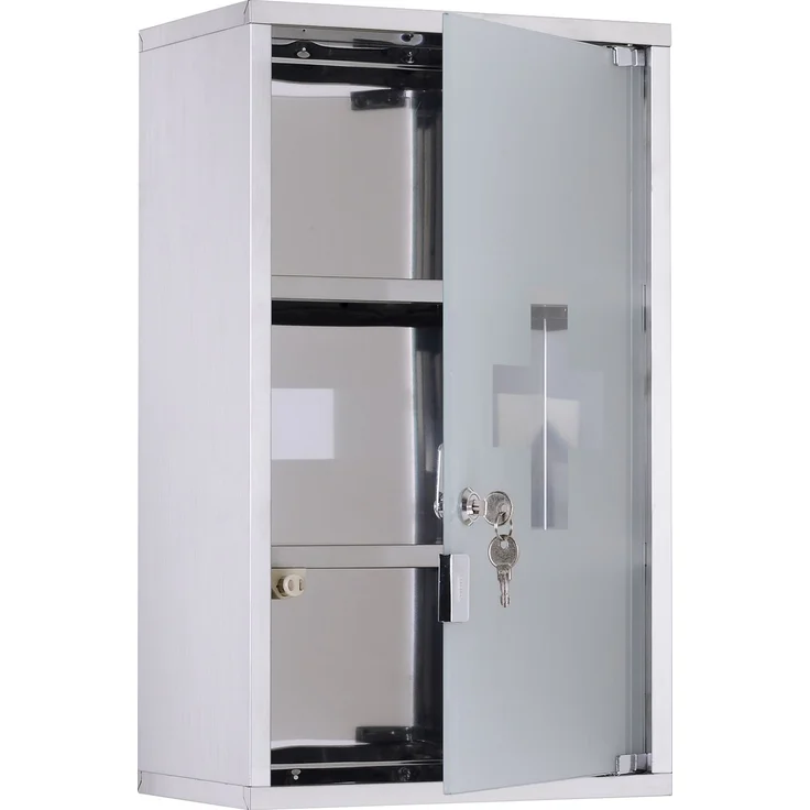 Medizinschrank 50x30x18cm Mobile Erste-Hilfe-Badezimmerbox a, 30.0×18.0×50.0cm, Grau 3 ripiani, MELAYR – Bild 1