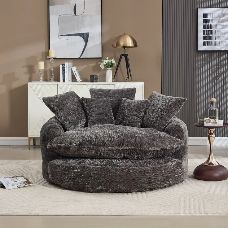 Abrihome Sessel mit Kissen und Verstellfunktion, Grau, 190,5x138x63 cm – Bild 7