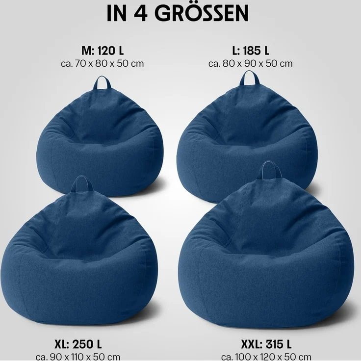 URBANARA Sitzsack 250l blau Basic-Comfort – Bild 3