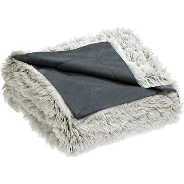 Wohndecke Shetland Kuscheldecke Tagesdecke Fleece Flausch 150x200 cm creme/grau, CelinaTex, bügelfreiflauschigwarmweichWohnraumdekorationwaschbareffektvoll – Bild 2