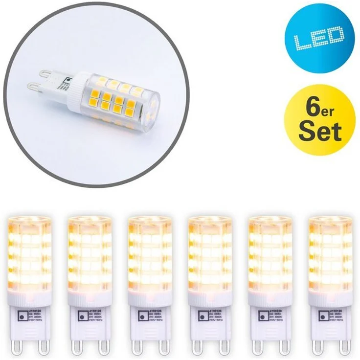 näve LED-Leuchtmittel Denny, G9, 6 St, Warmweiß, 6er-Set, Leuchtmittel G9/3,5W, Effizienzklasse F, Keramik/Kunststoff – Bild 3