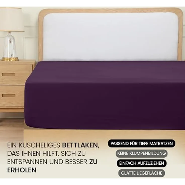 Utopia Bedding - Spannbettlaken 200x200 cm - Lila - Gebürstete Polyester-Mikrofaser Spannbetttuch - 35 cm Tiefe Tasche – Bild 7