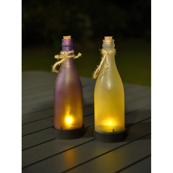 Solar-Leuchte Glasflasche, LED, 4 Farben mit Ein- / Ausschalter, im Bildkarton – Bild 3