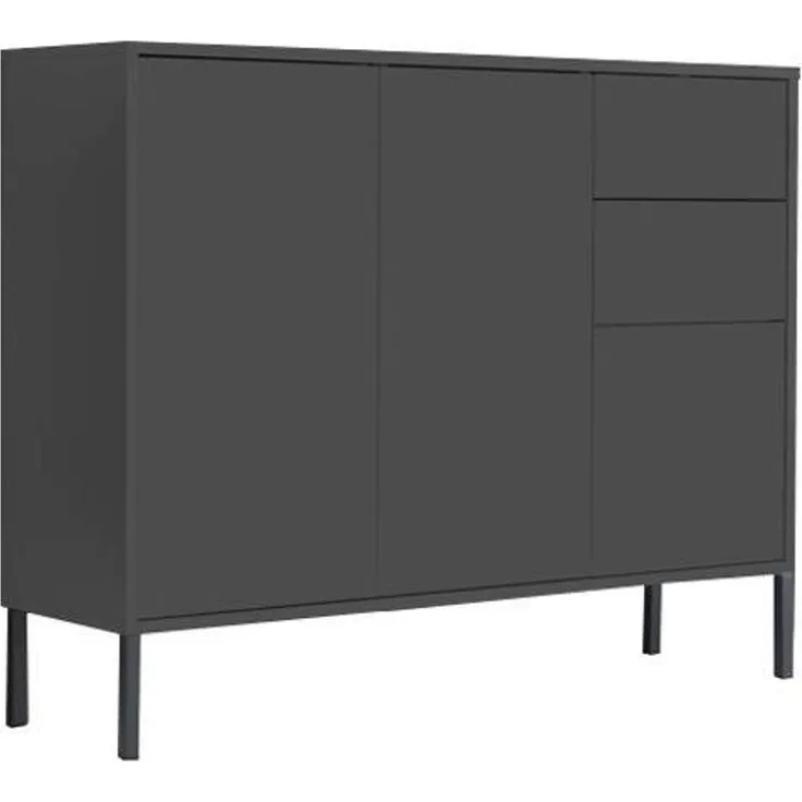 BMG Möbel Kommode Mailand 10 (Sideboard, Einzelkommode), grifflos, viel Stauraum, 106 x 73 x 33 cm, Korpus Anthrazit