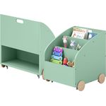Bellabino 'Towy' Kinderbücherregal, grün, 43x40x43 cm, Holz, Spielzeugregal mit 3 Ablagefächern und Geheimfach
