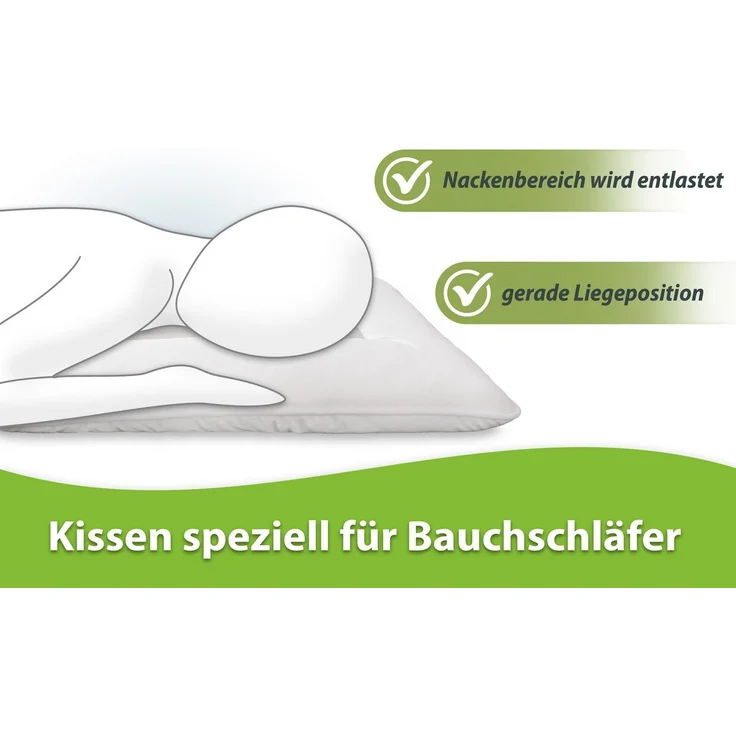 franknatur Bauchschläferkissen Bea, Bezug: 100% Baumwolle, Leichtes weiches Bauchschläfer-Kopfkissen – Bild 3