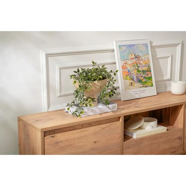 Calicosy TV-Möbel, Beige, Lowboard aus melaminbeschichtetem Holzwerkstoff, 160 cm x 42 cm x 29.5 cm, viel Stauraum für das Wohnzimmer – Bild 5