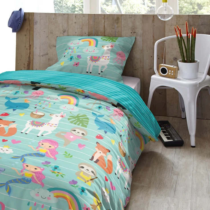 ESPiCO Bettwäsche Trendy Bedding Fantasie Blau 135 x 200 + 80 x 80 cm – Bild 6