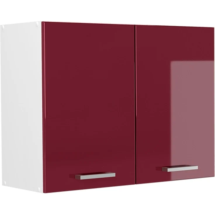 Küchenglasschrank R-Line Rot Hochglanz/Weiß 80 cm Vicco – Bild 1