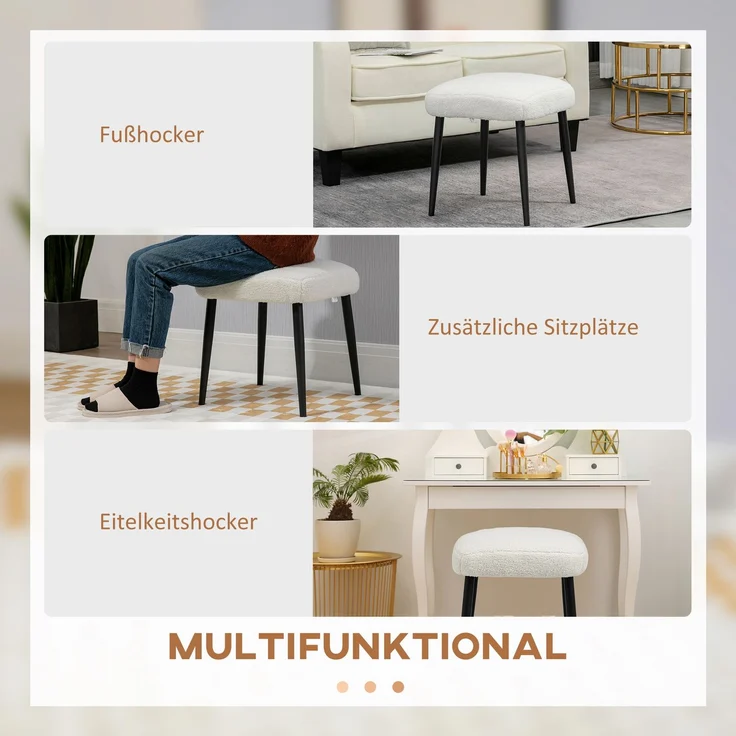 Hocker 42 x 42 x 47 cm, Polyester in Kaschmir-Optik, Stahlbeine, 1 Stück – Bild 5