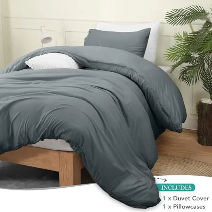 Utopia Bedding Bettbezug-Set mit Kissenbezügen – 2-teiliges Bettwäsche-Set mit Reißverschluss – 1 Bettbezug mit 1 Kissenbezug – weich gebürstete Mikrofaser (Doppelbett/XL Doppelbett, Grau). – Bild 4