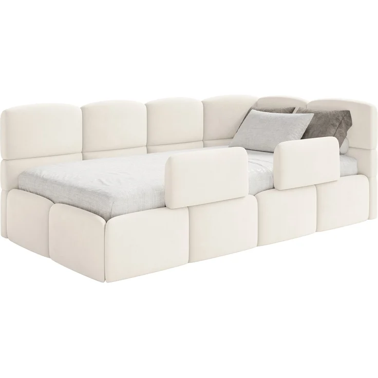 Selsey 'Cloudy' Kinderbett 90x200, Rausfallschutz, Kopfteil rechts, Creme – Bild 1