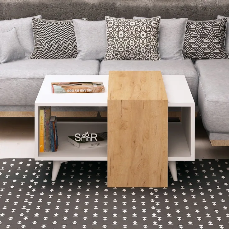 Skye Decor 'Dowel' Couchtisch, Eiche / Weiß, 80 x 40 x 80 cm