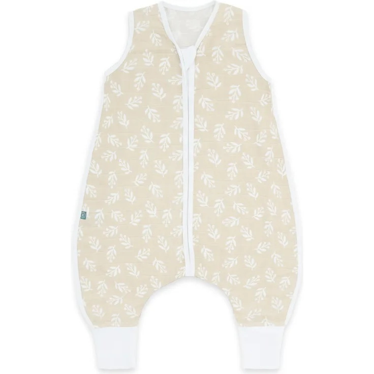 emma & noah Baby Schlafsack mit Füßen 0.5 TOG, Musselin Schlafsack mit Beinen für den Sommer, 100% Bio-Baumwolle, OEKO-TEX Zertifiziert, Stampelsack für Neugeborene (Floral Sand, 80 cm)