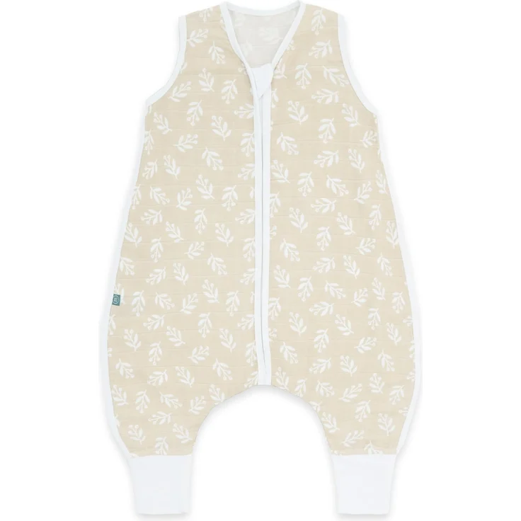 emma & noah Baby Schlafsack mit Füßen 0.5 TOG, Musselin Schlafsack mit Beinen für den Sommer, 100% Bio-Baumwolle, OEKO-TEX Zertifiziert, Stampelsack für Neugeborene (Floral Sand, 80 cm)