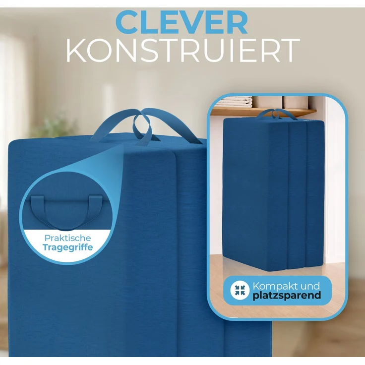 Klappmatratze 90x200 cm, 75x195 cm, Bestschlaf, 15 cm hoch, waschbar, versch. Größen & Farben, geeignet für Hausstauballergiker – Bild 4