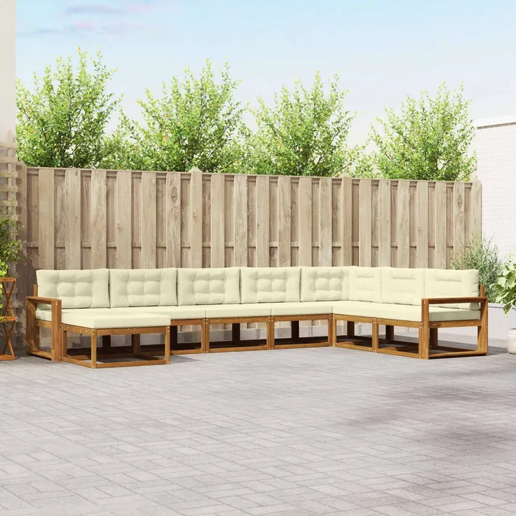 vidaXL Outdoor-Sofagarnitur 8 stk. 8-Sitzer Natur und Creme 3368003