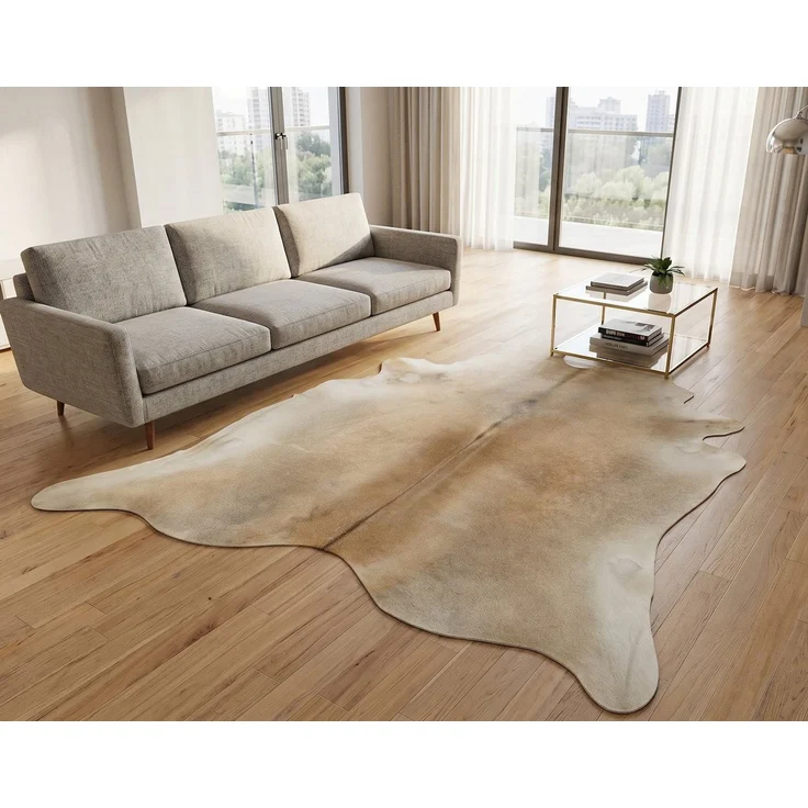 KUHFELL online & NOMAD Fellteppich KUHFELL RINDER FELL TEPPICH GRAU BEIGE 220 x 200 cm – Bild 1