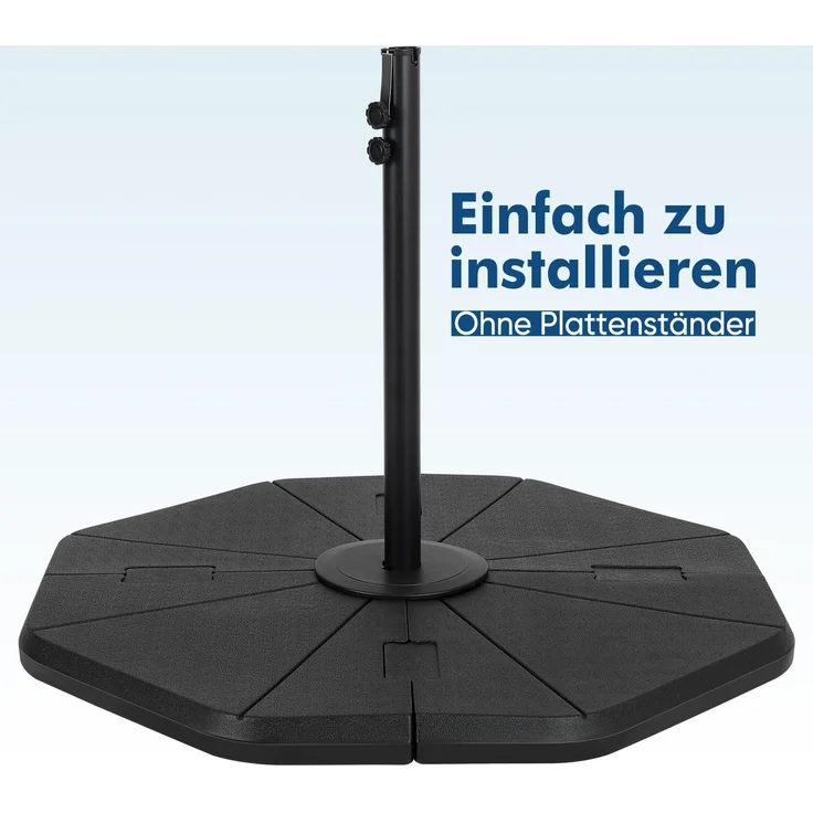 Sekey Ampelschirmständer Sonnenschirmständer für Ampelschirm, nach Befüllung mit Wasser oder Sand bis zu 60KG-78KG – Bild 7
