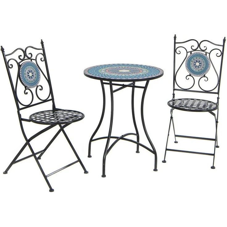 COSTWAY Balkonset Bistro-Set, (3-tlg), inkl. 1 Tisch & 2 Stühle, aus Metall – Bild 1
