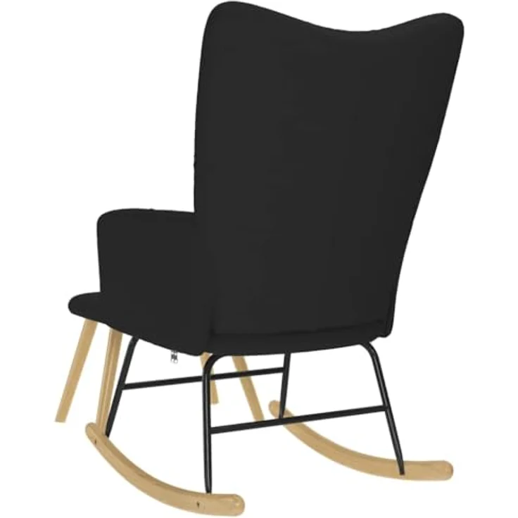 vidaXL Schaukelstuhl mit Fußhocker Schwarz Stoff 4016802 – Bild 8