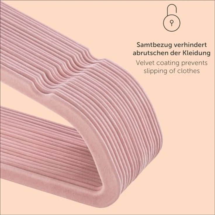 Blumtal Kleiderbügel 50 Stück - 360° Drehbar, Belastbar, Platzsparend Und Rutschfest - Rosa Samtbügel Mit Bezug – Bild 3