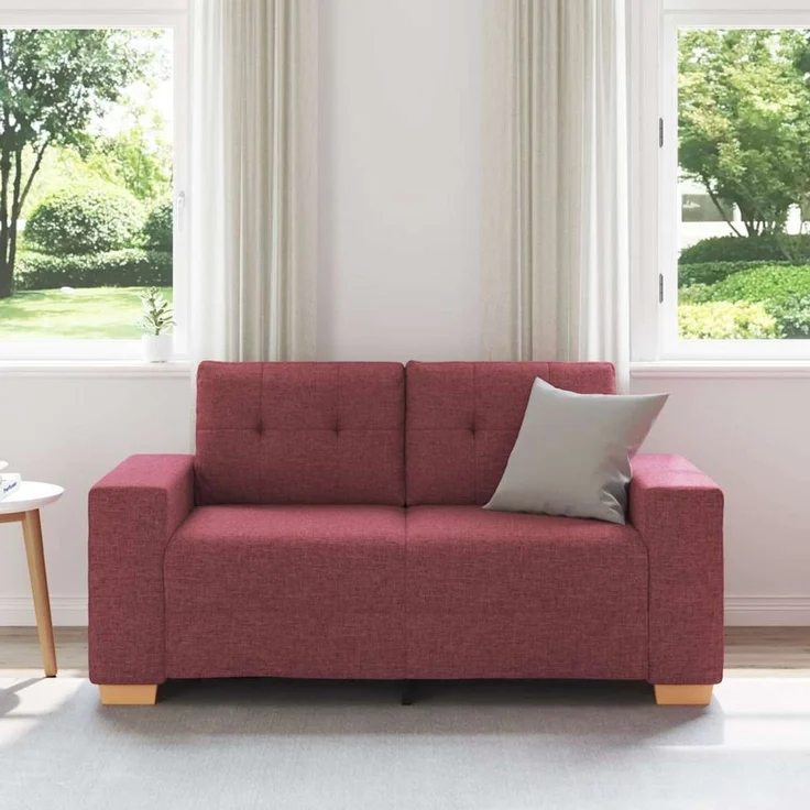 vidaXL Loveseat-Sofa Weinrot 160x77x82 cm Stoff 4105071 – Bild 3