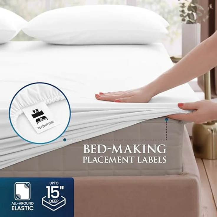Utopia Bedding Bettwäscheset, gebürstete Mikrofaser, weiche Bettlaken für großes Bett, enthält 1 Bettbezug, 1 Spannbetttuch und 2 Kissenbezüge, tiefer Umschlag, Weiß – Bild 4