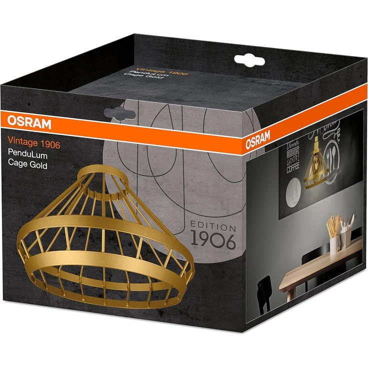 Osram Vintage Edition 1906 Lampenschirm Cage, gold, Zur Erweiterung Ihrer Osram Pendulum Leuchte, P20, Aluminiumgehaeuse – Bild 4