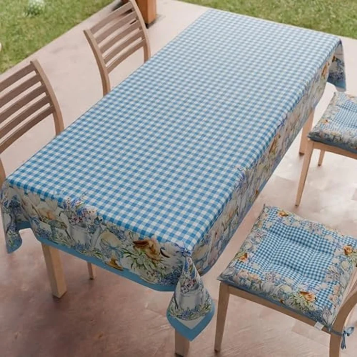 PETTI Artigiani Italiani - Tischdecke Ostern schmutzabweisend rechteckig Tischdecke Ostern Küche Design Vichy X18-Sitzer (140x360 cm) 100% Made in Italy – Bild 2