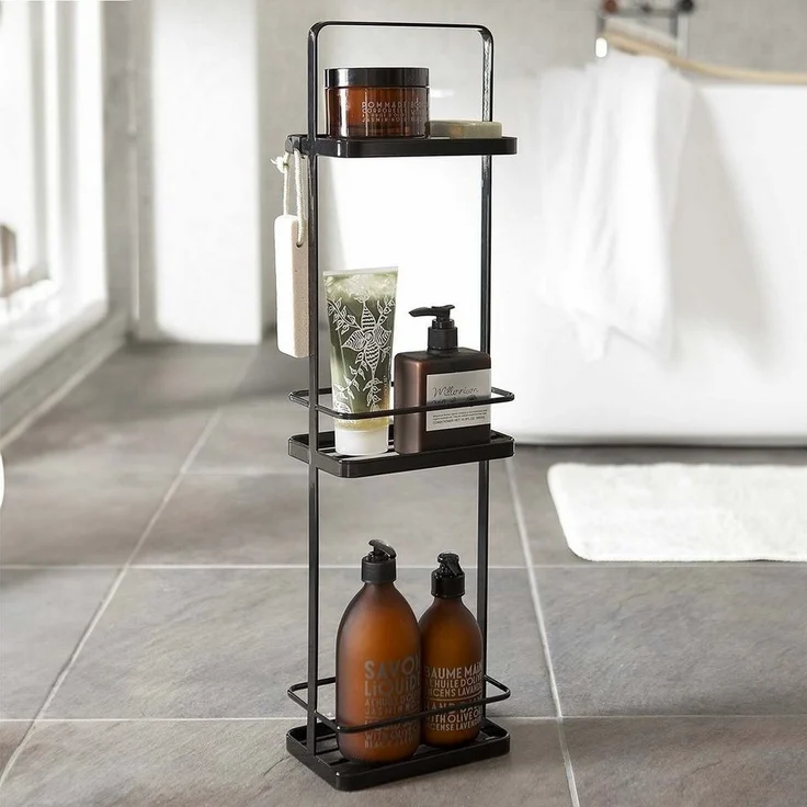 Yamazaki Badregal "Tower" stehend ohne Bohren 18x67x12cm, Badablage, platzsparend, für Badutensilien, Ablage, feistehend, tragbar, Metallgestell 67cm – Bild 1