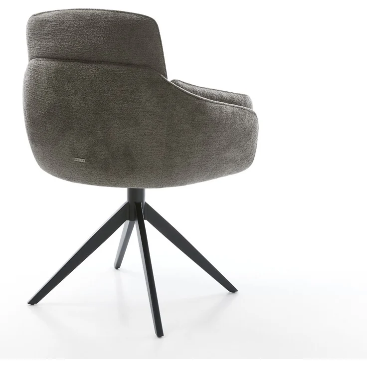 Drehstuhl Luan-Flex mit Armlehnen Bouclé Soft Schlamm Kreuzgestell breit Schwarz 360° drehbar Wippfunktion – Bild 5